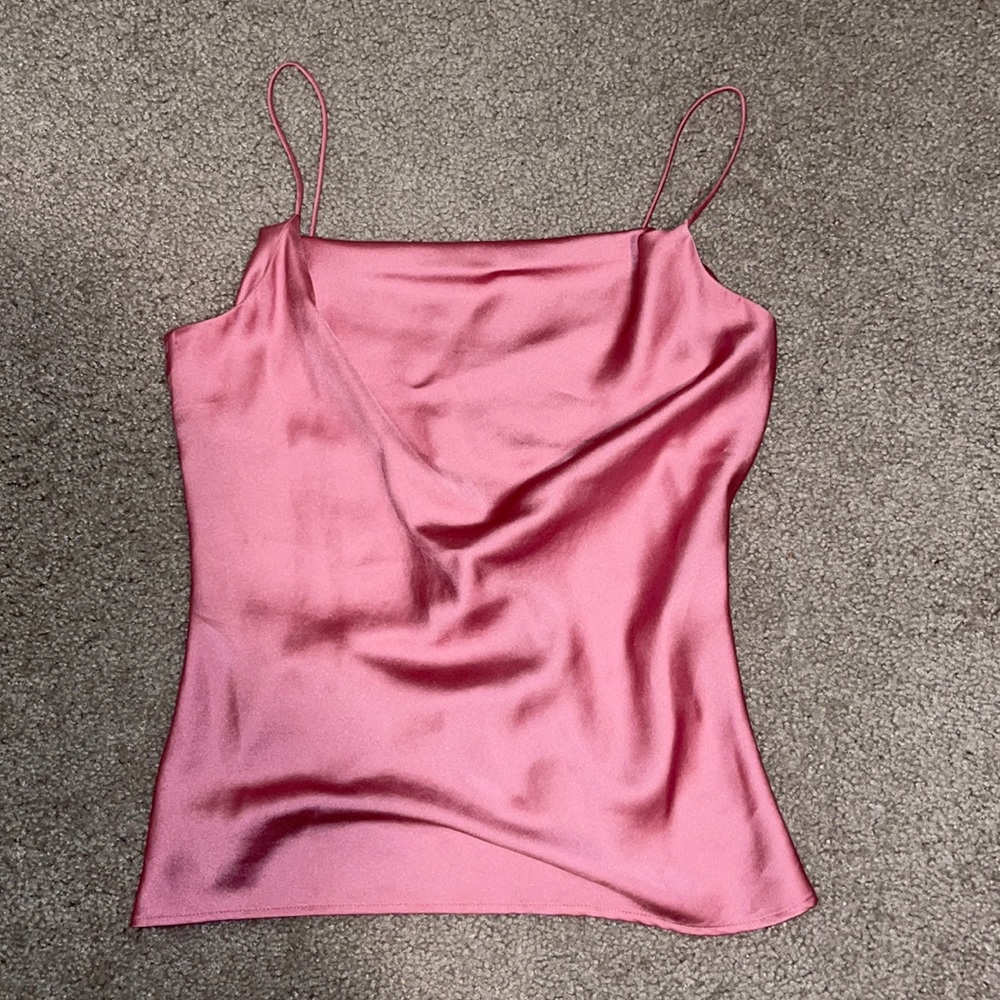 Zara pink cowl neck silk tank blouse size small